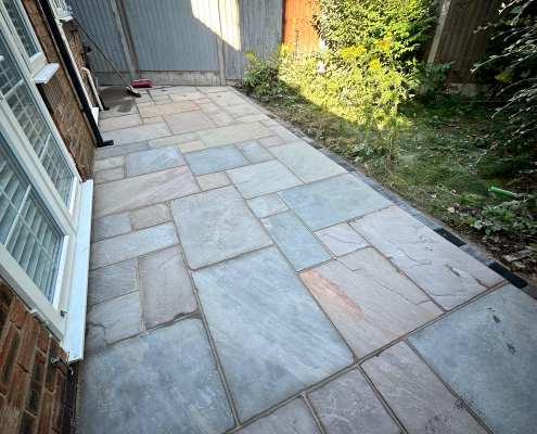 Indian sandstone patio Chester from the right side